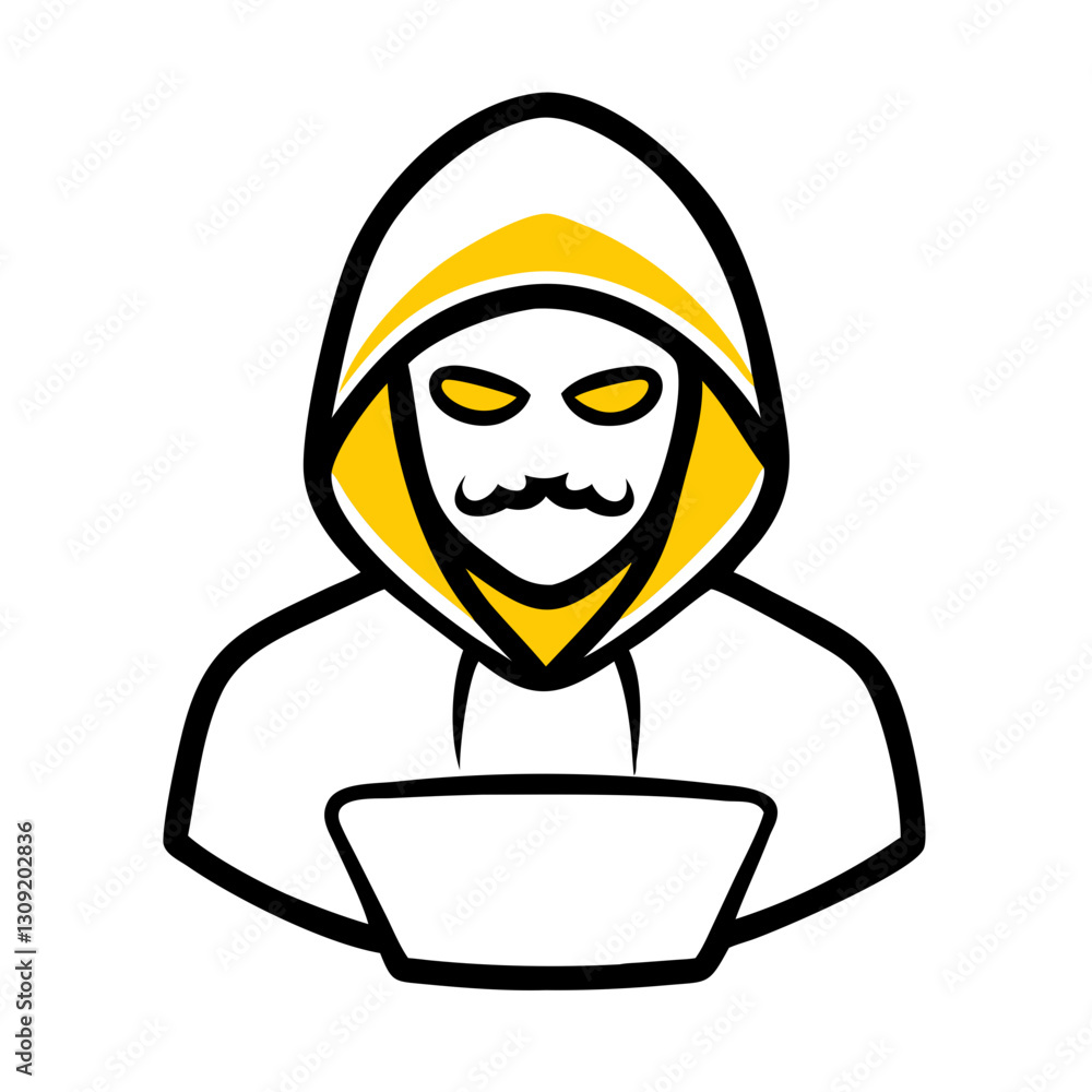 Poster hoodie hacker illustration vector with mysterious face perfect for security themes