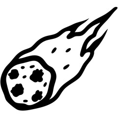 Flaming Meteor Vector Illustration for Tattoo or Coloring Book Designs