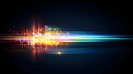 Abstract light trails with vibrant colors on a dark background