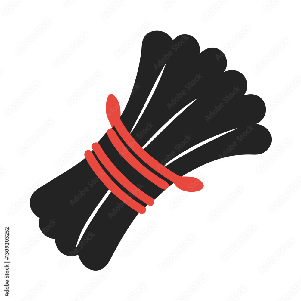Poster black bundle tied with red rope vector art for design and craft projects