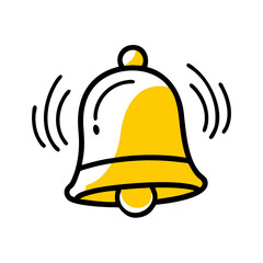 Vibrant Yellow Bell with Motion Lines Perfect for Notifications and Alerts