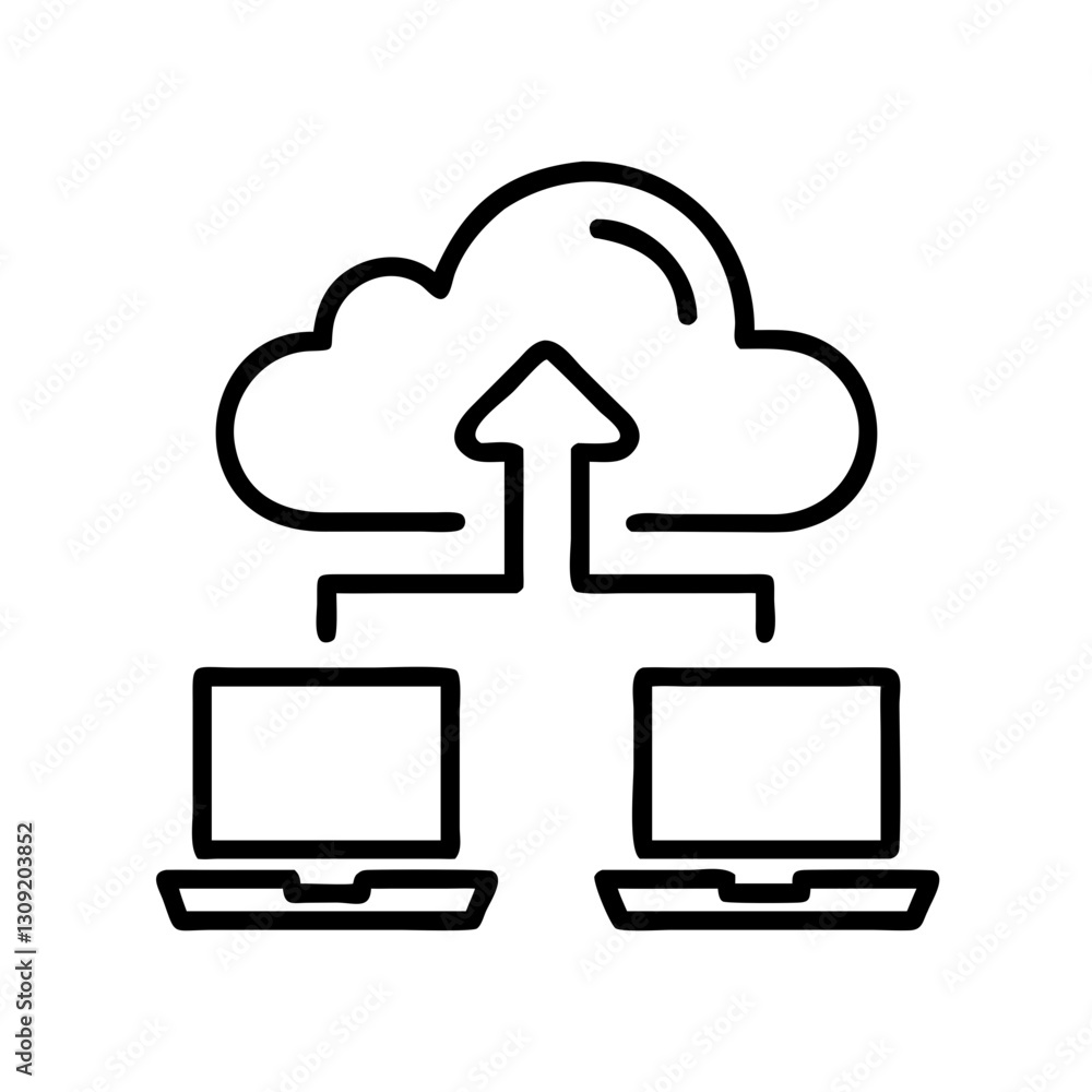 Aufkleber cloud computing data transfer vector illustration for technology and business use