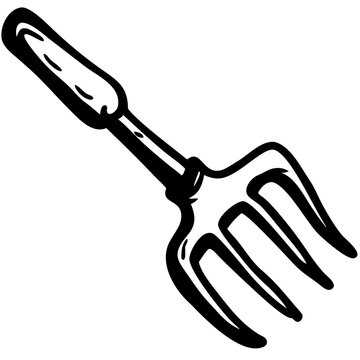 black garden fork tool clip art preview