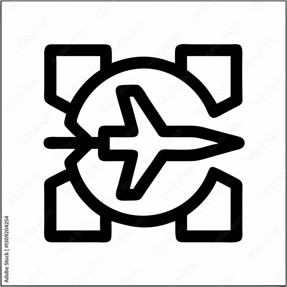 Poster geometric star vector symbol with circular arrow design for versatile graphic use