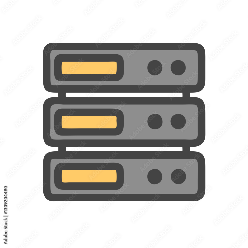 Aufkleber stack of servers vector illustration for digital technology and data management