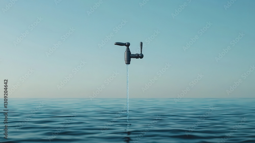 Poster minimalist background image with serene water surface reflection on a tranquil lake under a clear bl