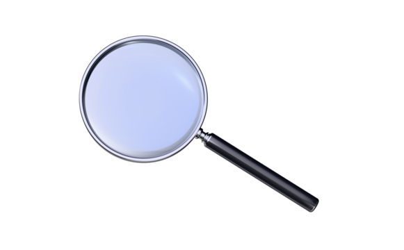 3d render magnifying with alpha background