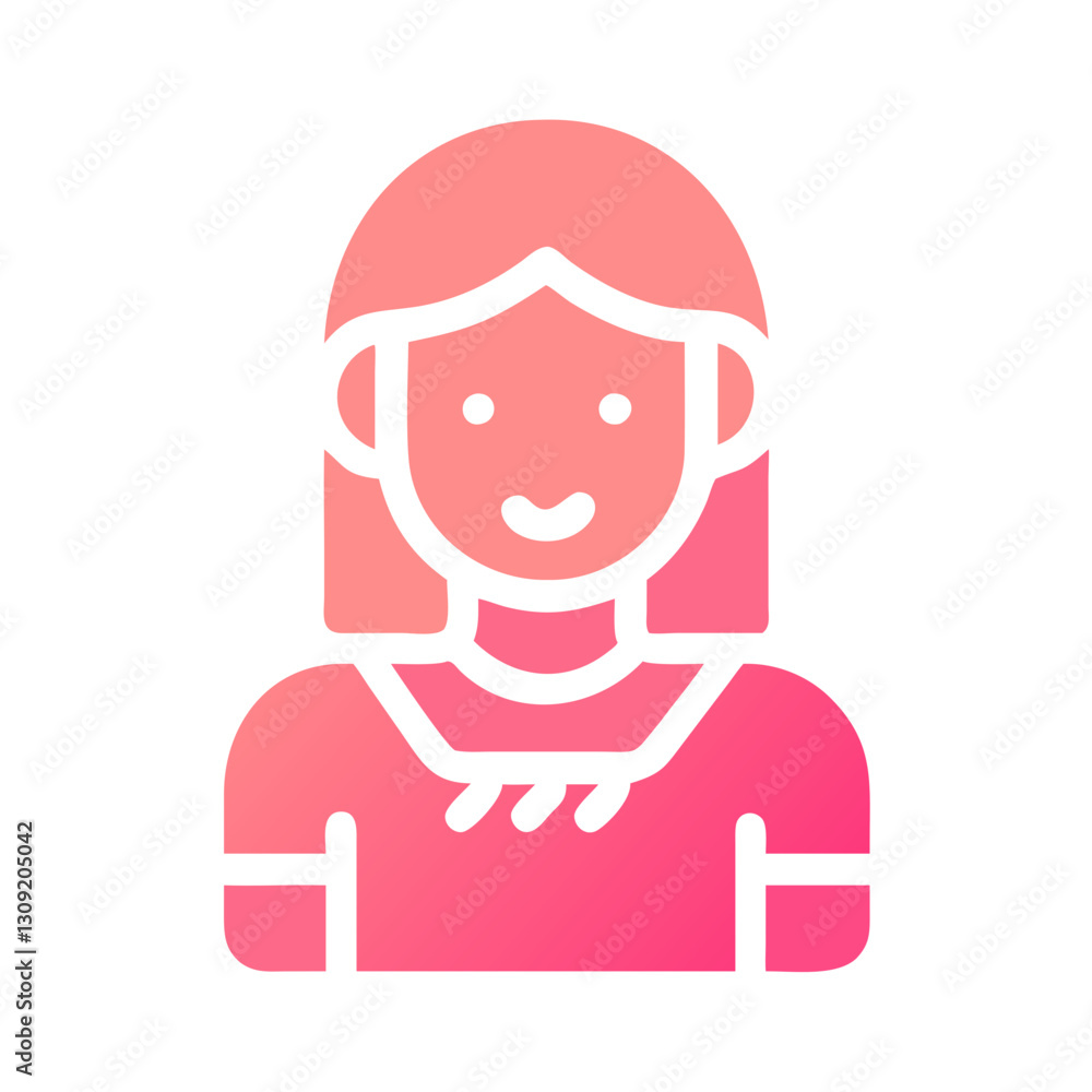 Aufkleber woman smiling vector simple flat design for websites apps and graphic projects