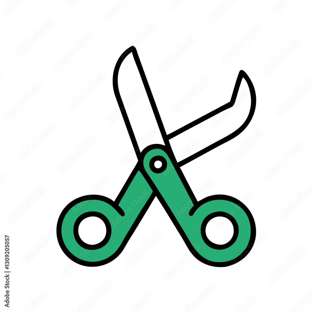 Poster colorful vector illustration of open scissors symbolizing creativity and crafting tool