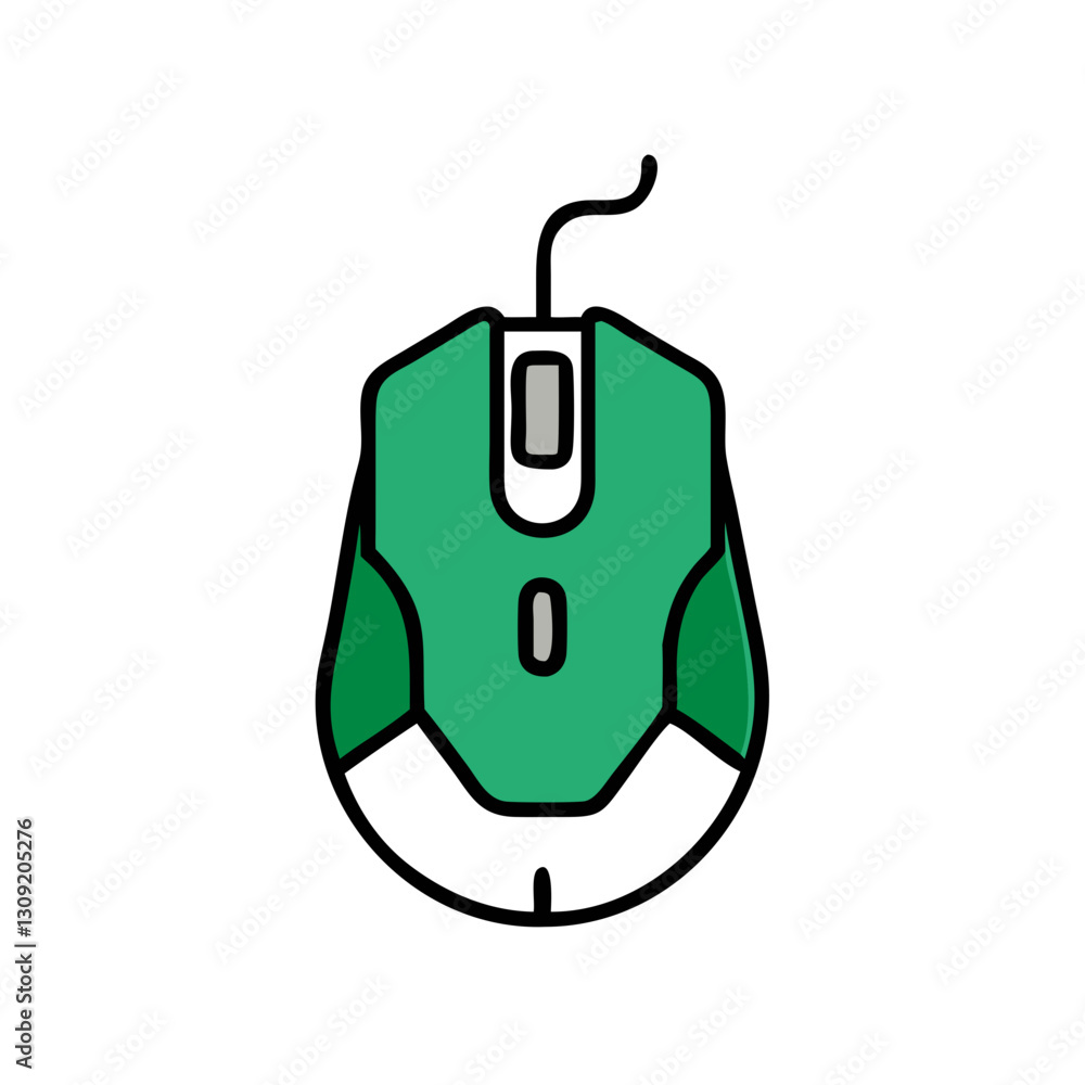 Poster vector illustration green computer mouse for digital design and tech projects