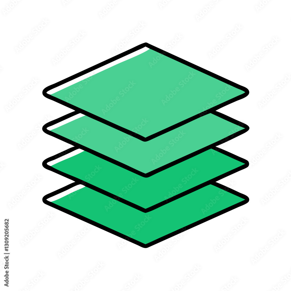 Poster geometric layered green sheets stack abstract vector graphic