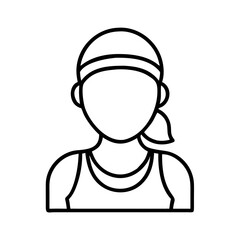 Female Athlete Outline Wearing Headband Vector Illustration for Fitness Design Projects
