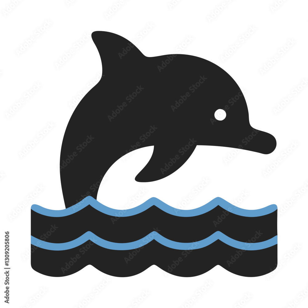 Poster vector dolphin jumping over ocean waves simple minimalist design