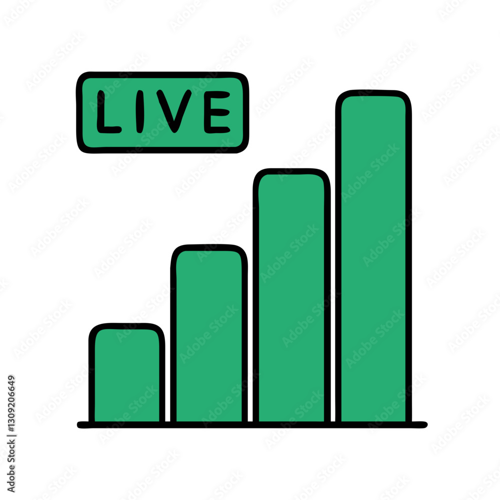 Aufkleber live data bar chart illustration for analytics and monitoring