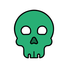 Fototapeta premium Green Cartoon Skull Vector Illustration for Halloween and Graphic Design