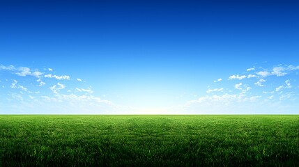 Obraz premium Vast Green Field Under a Bright Blue Sky