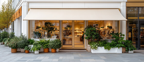 Stylish boutique shopfront with modern minimalist design and elegant displays