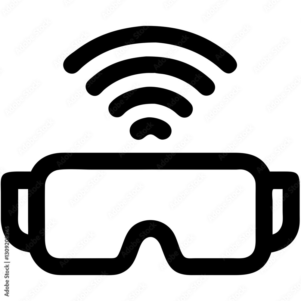 Poster virtual reality goggles with wifi signal symbol vector for tech and gaming
