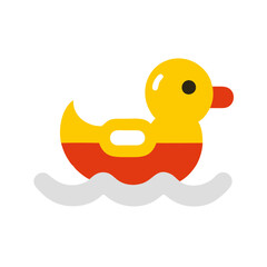 Colorful Rubber Duck Vector Illustration Floating on Water Waves