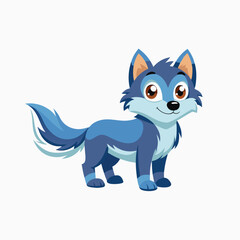 Obraz premium Flat vector illustration. Cute gray kind wolf. Baby wolf Animal flat vector illustration