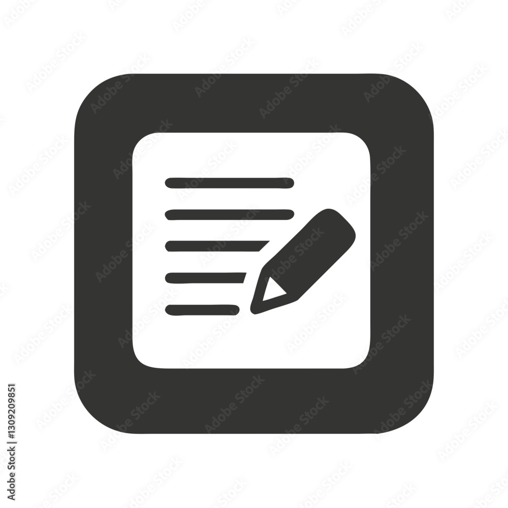Poster vector of document with pencil for writing and note-taking applications