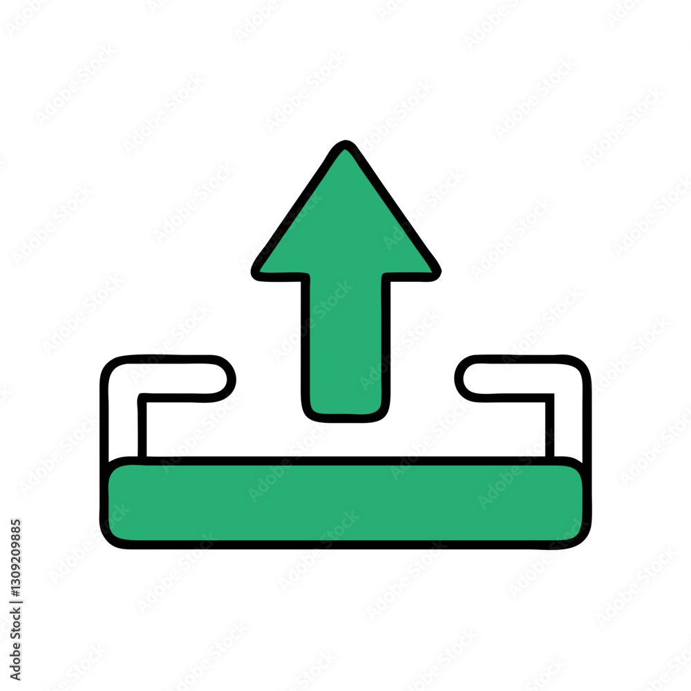 Poster green arrow upload vector graphic for digital transfer and file sharing