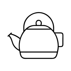 Obraz premium Black Outline Vector Kettle Perfect for Kitchen Decor and Tea Themed Designs