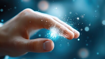 Magical fingers conjuring an ethereal glow of enchantment and wonder creating a surreal and captivating display of supernatural energy and power  This image evokes a sense of awe mystery