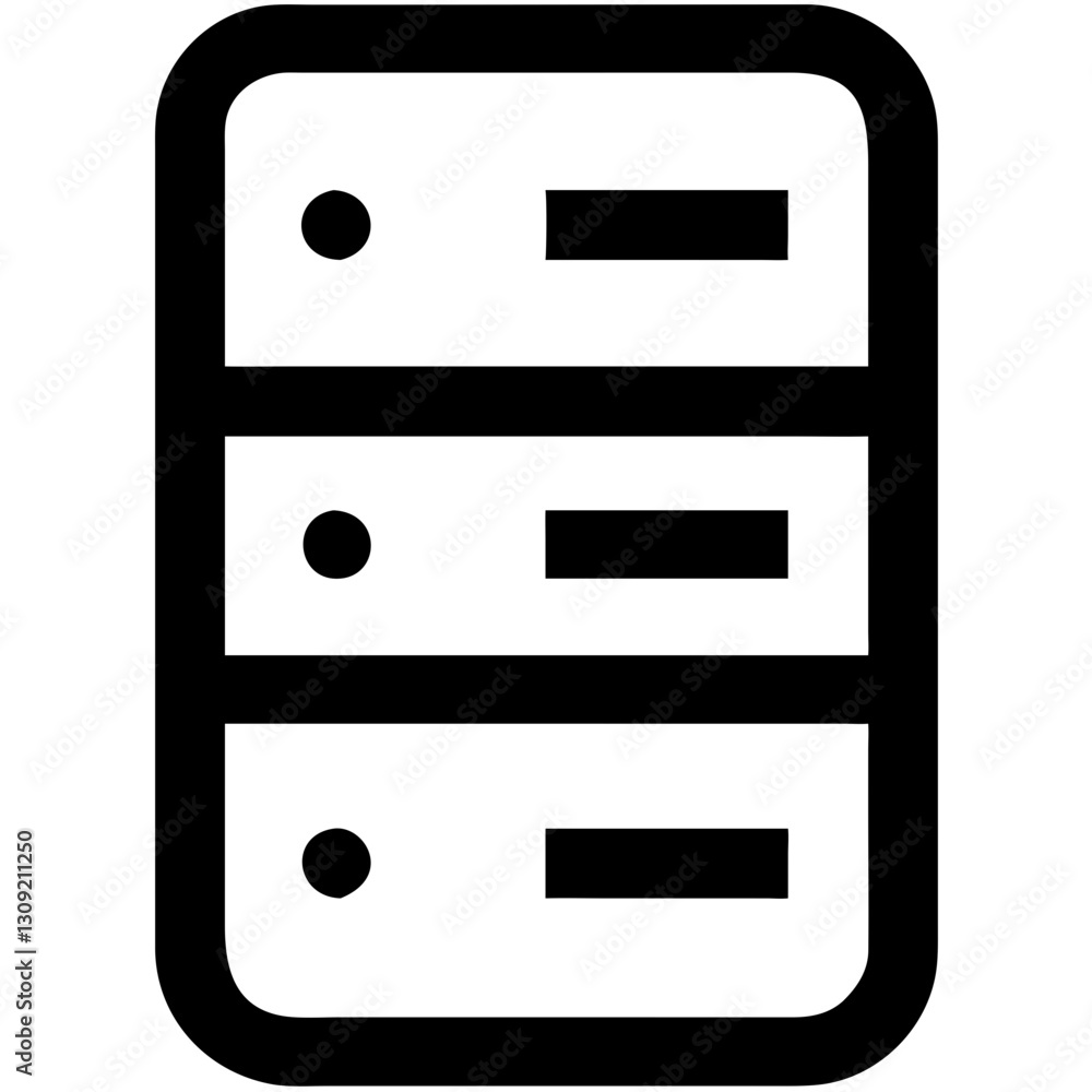 Poster minimalist black server rack for technology and data storage design projects
