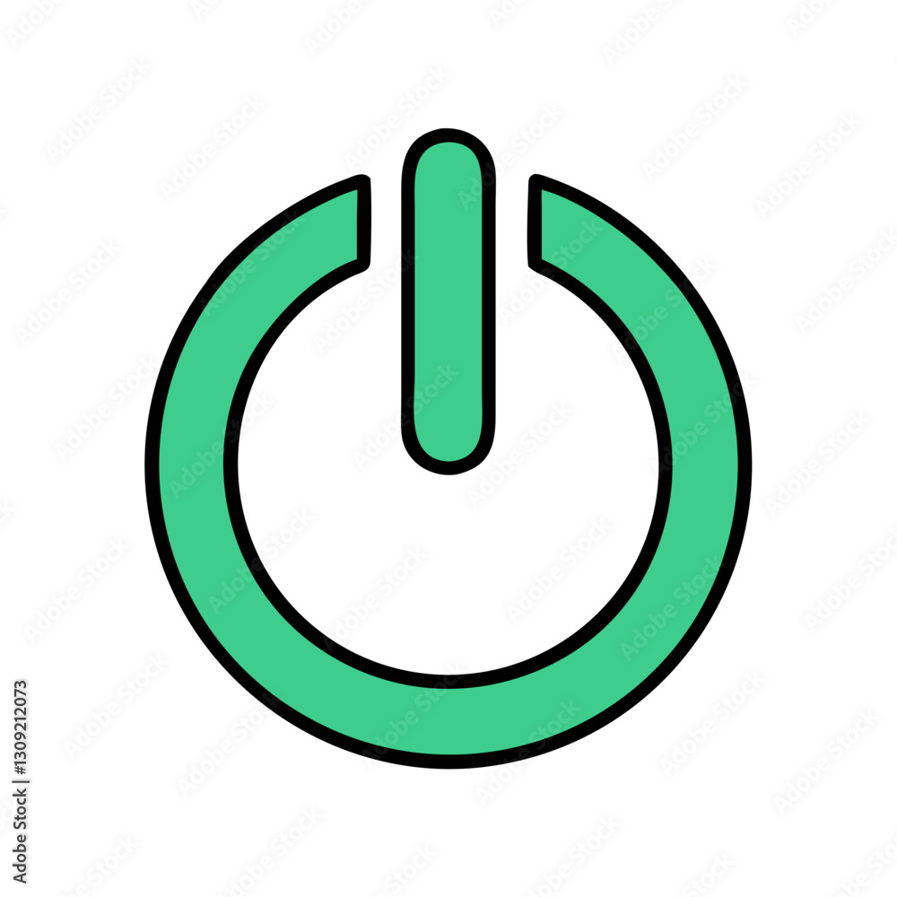 Poster green power button symbol vector for technology and design projects