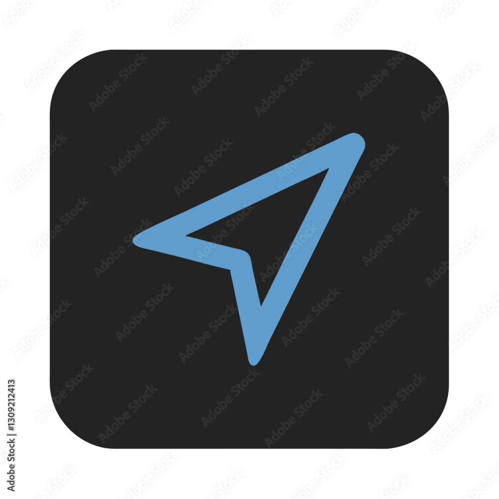 Poster blue navigation arrow vector for digital maps and travel apps