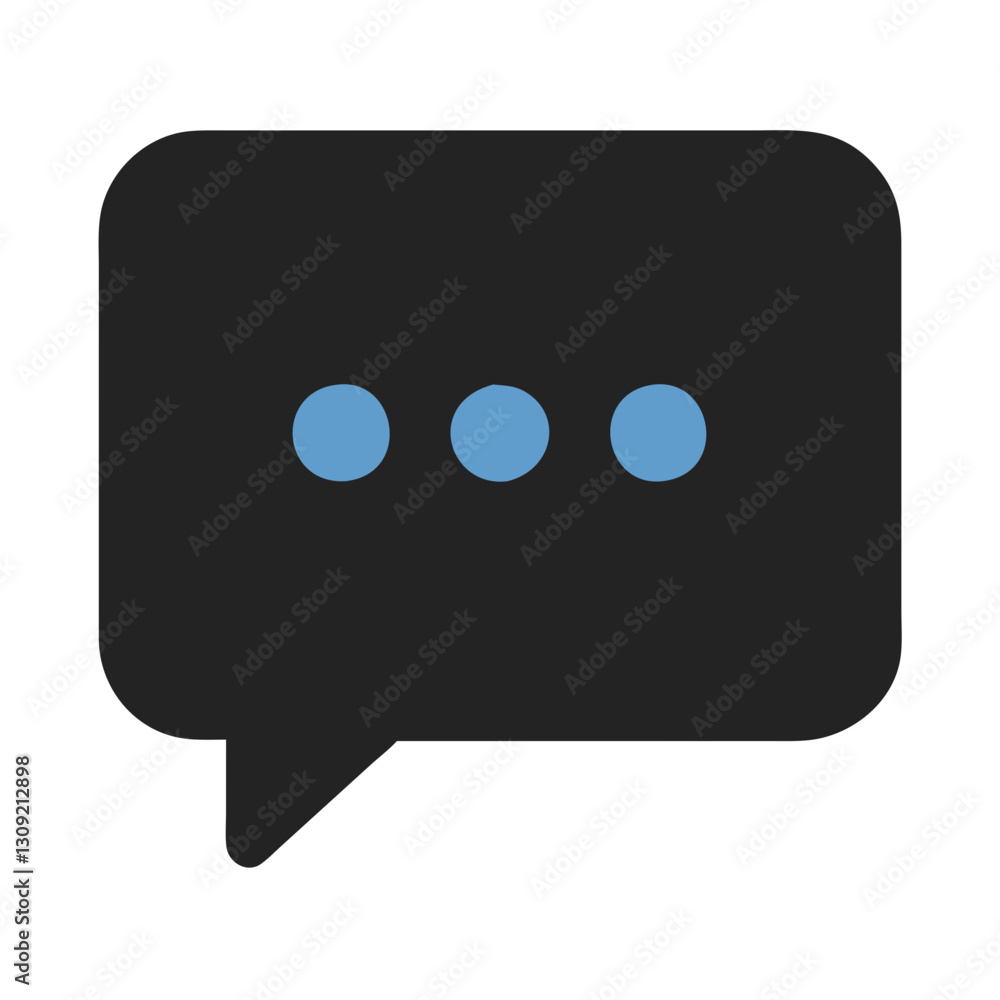 Poster vector chat bubble with blue dots for messaging apps and communication design