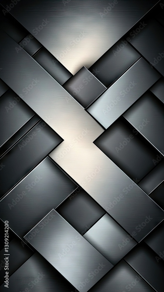 Poster intricate arrangement of metallic panels creating a modern and stylish backdrop in shades of gray an