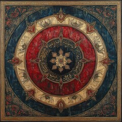 Naklejka premium Ornate red gold mandala art detailed design