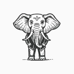 elephant logo with modern concept. Elephant Silhouette line icon. Simple vector illustration