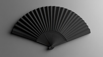 Black hand fan, simple background, elegant design, minimalist aesthetic, decor