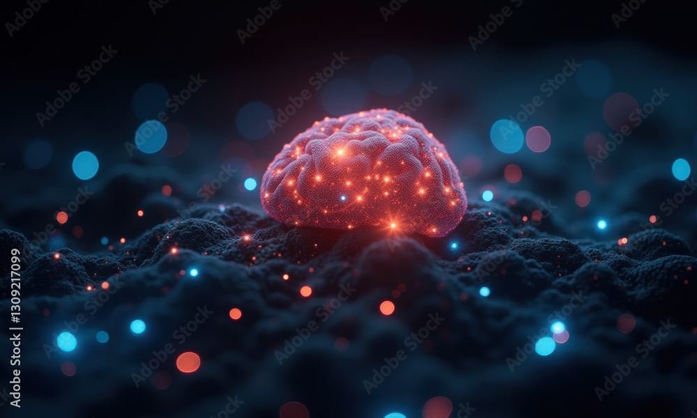 Aufkleber glowing brain neural network ai concept - ai & machine learning