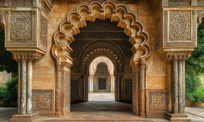Ornate archway leads to tranquil courtyard