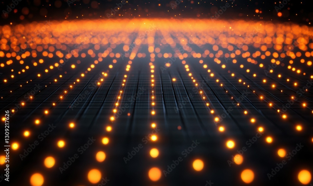 Aufkleber futuristic glowing black and orange grid textures illuminated by gradient lighting creating a sleek 
