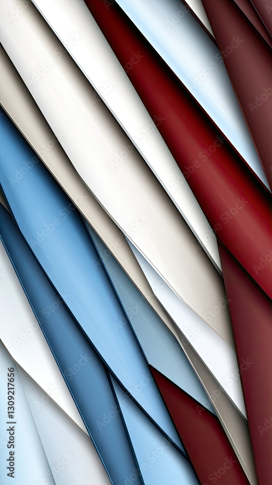 Poster colorful layered abstract design showing blue, white, and red shades, creating texture and depth in 