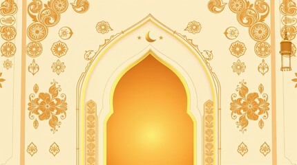 Golden Archway: An ornate archway with intricate golden patterns and a warm, inviting glow evokes a sense of grandeur and cultural richness.