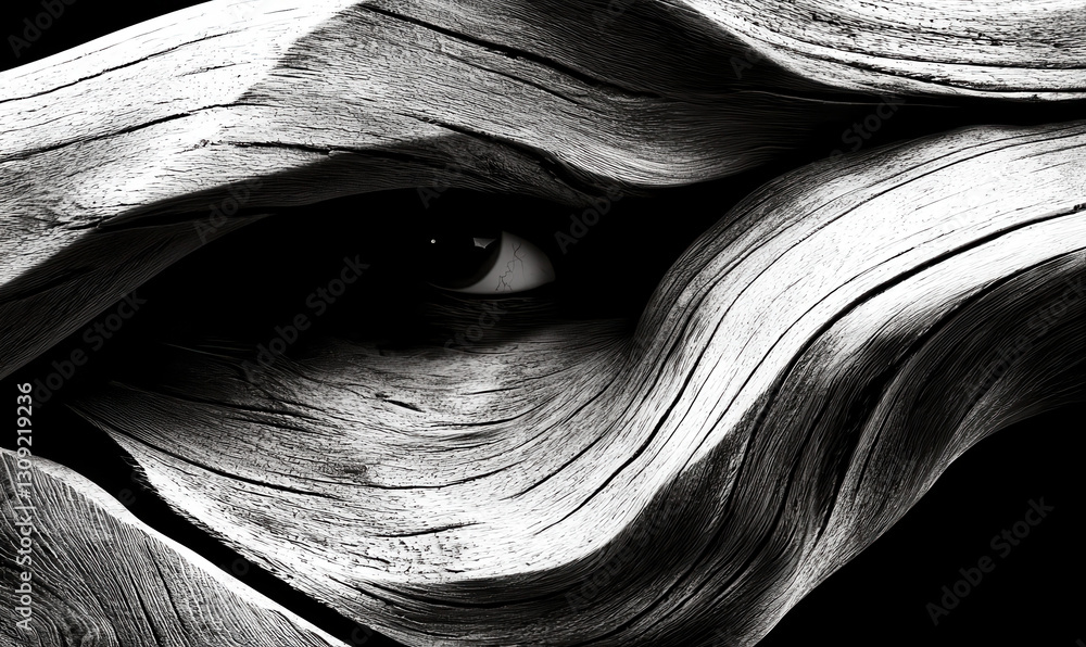 Poster exploring the depths of perception: a monochrome abstract representation of emotion and texture in w