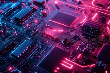 Obraz premium A detailed close up of a high tech circuit board