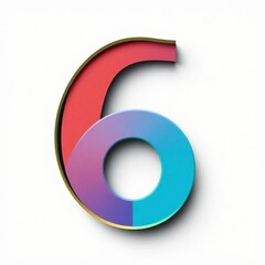 High-resolution stock photo of the number six, commercial use, professional quality image, vibrant color palette, geometric design, centered composition, clean lines