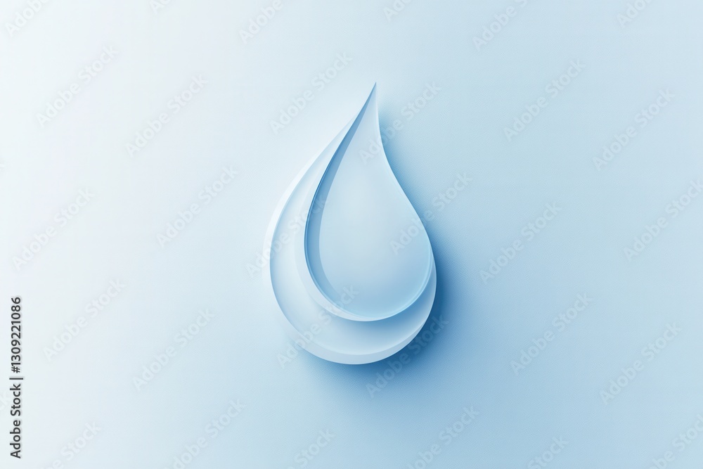 Poster minimalist milk drop logo design featuring soft blue and white tones with smooth curves for modern d