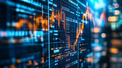 Fototapeta premium An abstract image of a stock chart. Economic growth in the financial sector. Banking global data analytics network. A conceptual representation of a lifestyle stock graph.