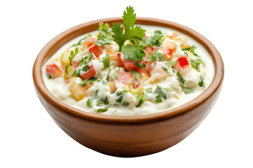 Pakistani chaat savory snack with yogurt and tamarind isolated on transparent white background
