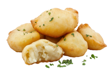 Slovak bryndzové halušky potato dumplings isolated on transparent white background