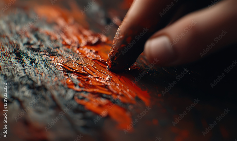 Poster exploring the art of expression: a close-up of painting techniques and the creative process in vibra
