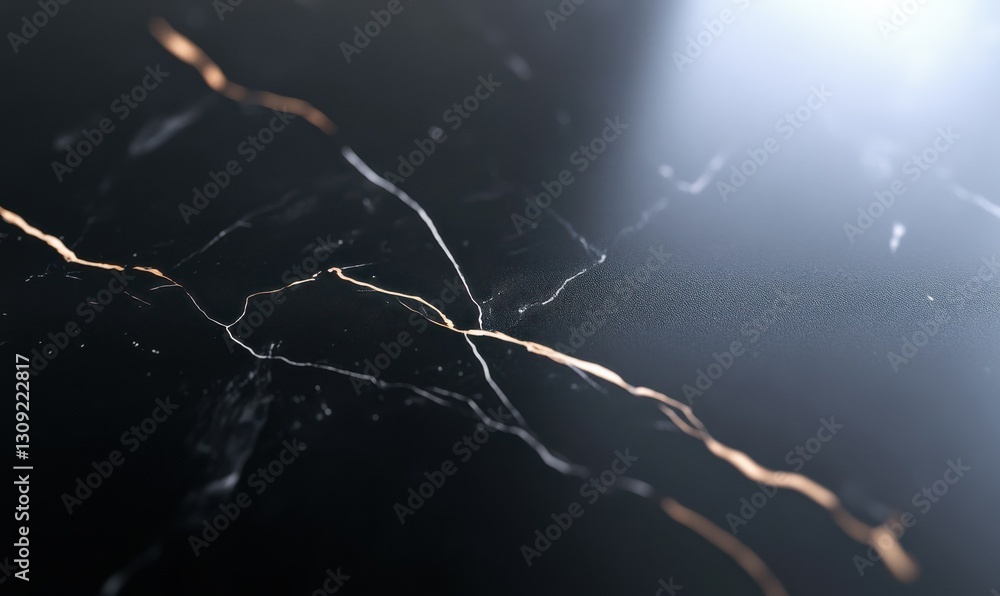 Poster macro shot of smooth marbled black surface illuminated by soft gradient lighting forming a sleek and